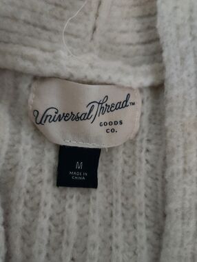 Universal Thread Cream Ribbed Cardigan Sweater, Size Medium